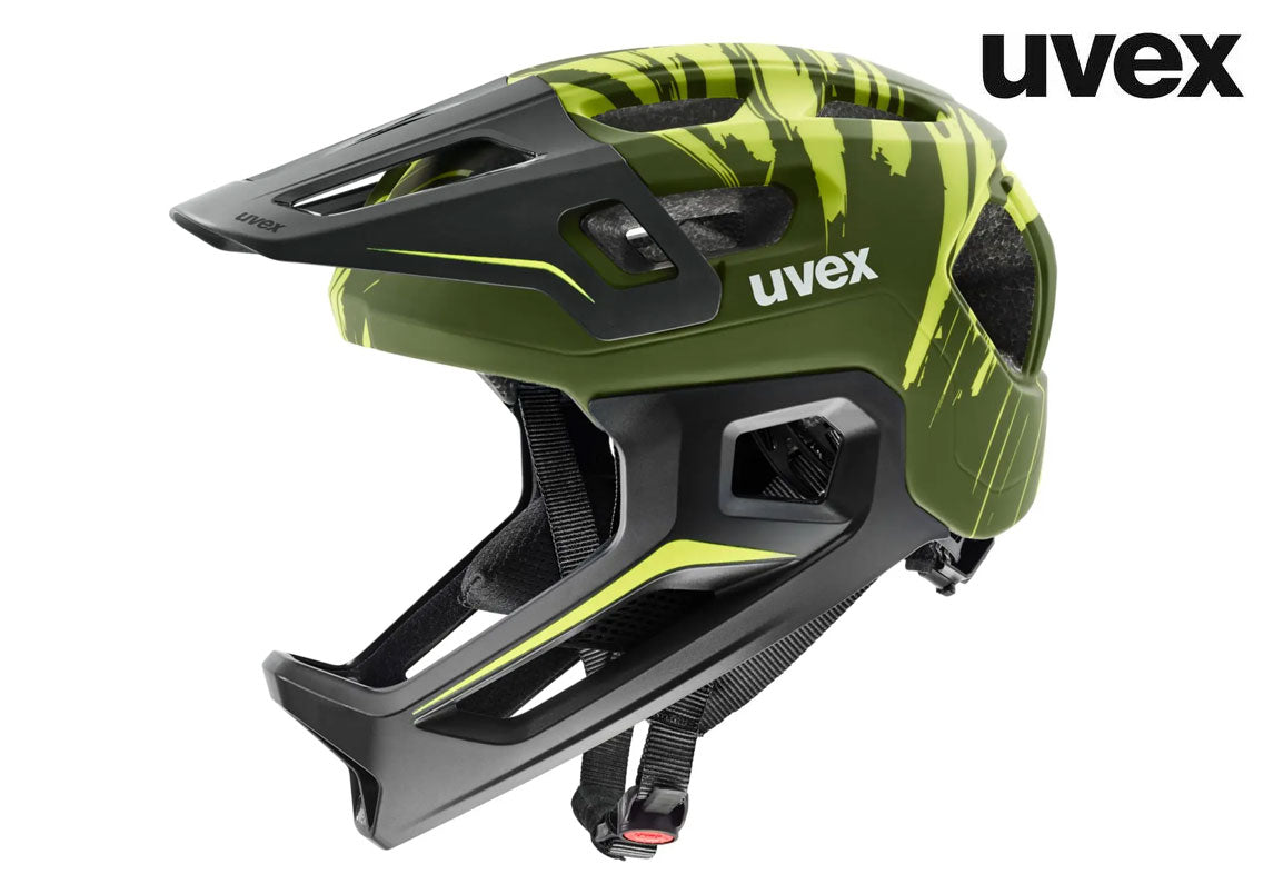 UVEX react jr. fullface Kinderhelm dark olive matt - Premium Bikeshop