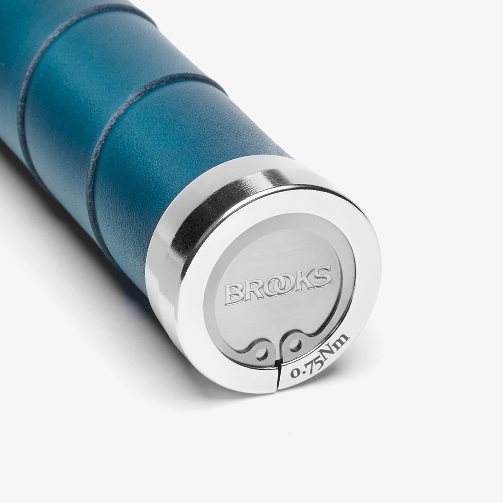 BROOKS Slender Leather Grips Teal Limited - Premium Bikeshop