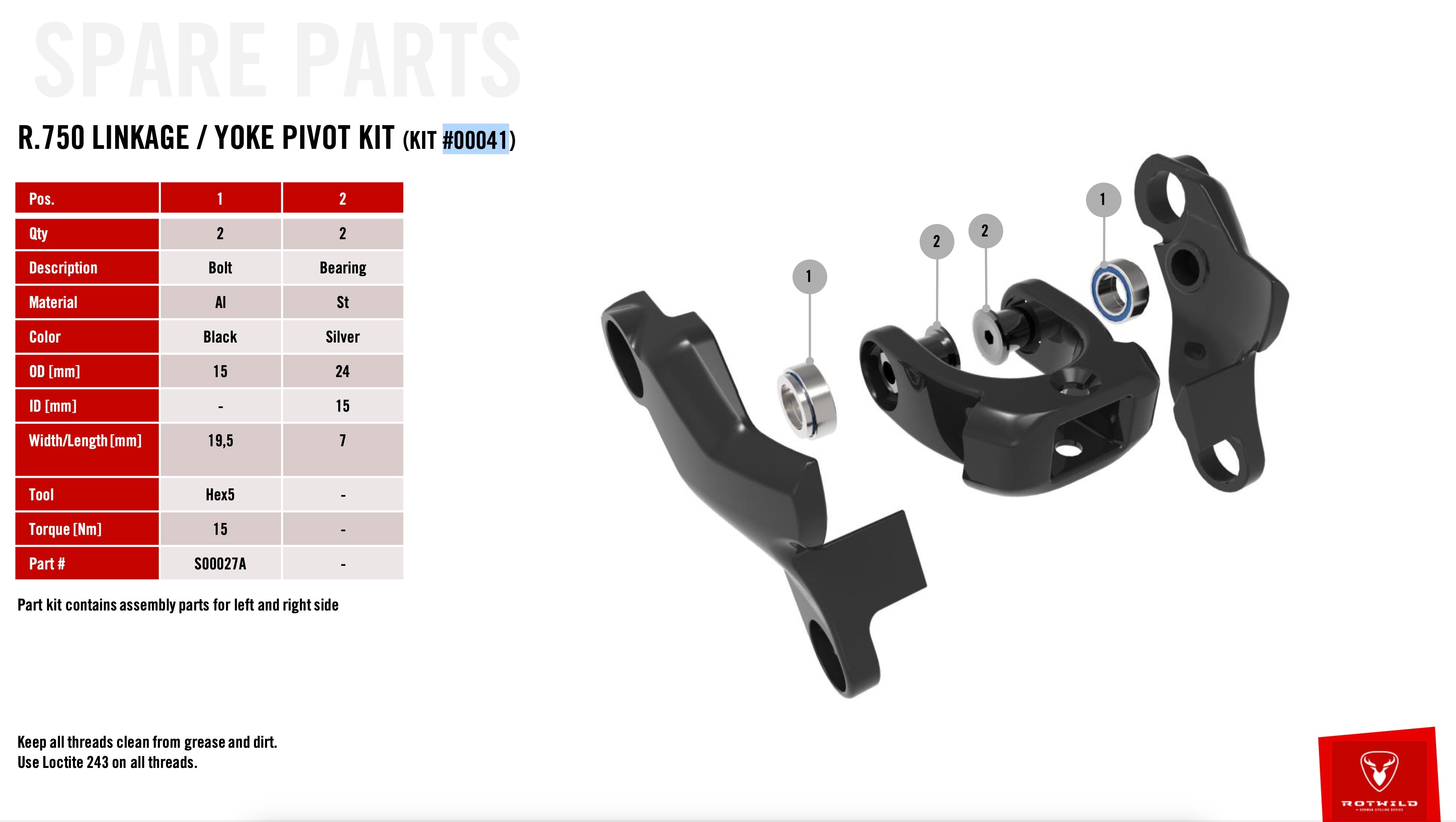 Rotwild R.750 Linkage / Yoke Lagerkit - Premium Bikeshop