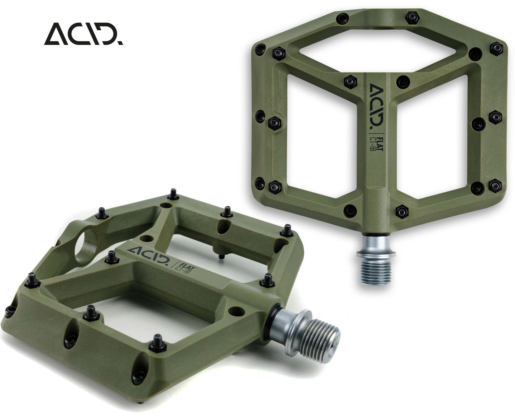 ACID Pedale FLAT C1-IB olive green - Premium Bikeshop