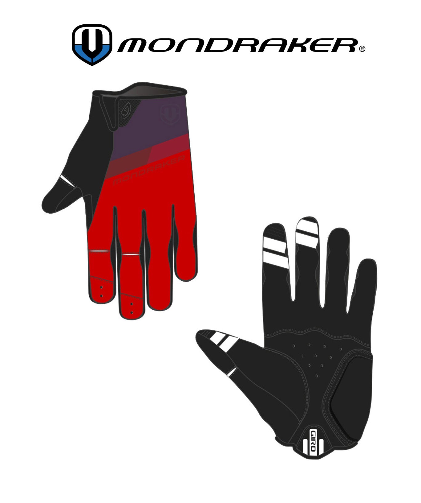 MONDRAKER GLOVES DND BY GIRO DUNKELVIOLETT / ROT - Premium Bikeshop