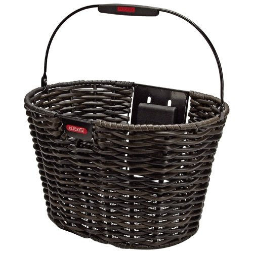 Vorderradkorb KLICKFIX STRUCTURA Oval schwarz braun grob geflochten - Premium Bikeshop