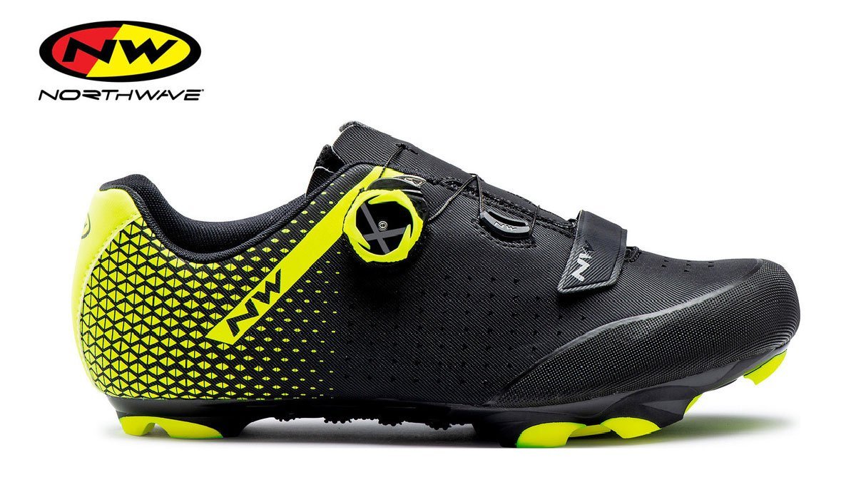 NORTHWAVE  ORIGIN PLUS 2  SHOES, BLACK-YELLOW FLUO - Premium Bikeshop